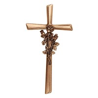 Crucifix with rose 28x13,5cm - 11x5,3in In bronze, wall attached 2118-28