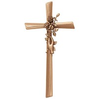 Crucifix with rose 28x13,5cm - 11x5,3in In bronze, wall attached 2121-28