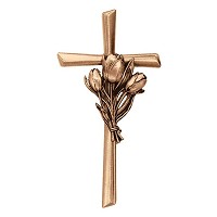 Crucifijo con tulipanes 40x21cm En bronce, a pared 2122-40