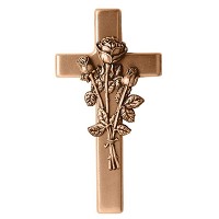 Crucifix with rose 28x14,5cm - 11x5,7in In bronze, wall attached 2163-28