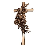 Crucifijo con flores 40x18cm En bronce, a pared 2177-40