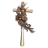 Crucifijo con flores 40x18cm En bronce, a pared 2178-40