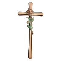 Crucifijo con rosa 40x18cm En bronce, a pared 2180-40