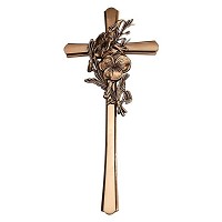 Crucifijo con flores 40x18cm En bronce, a pared 2181-40