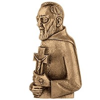 Wall plate Padre Pio 10x18cm - 3,9x7in Bronze ornament for tombstone 3006