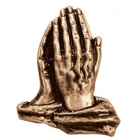 Wall plate praying hands 7x6cm - 2,75x2,3in Bronze ornament for tombstone 3062
