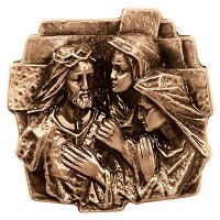 Placa de pared Pietà 13x13cm Aplicación en bronce para lápida 3069