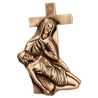 Placa de pared Pietà 13,5x9cm Aplicación en bronce para lápida 3070