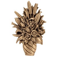 Ornement funéraire branche avec pot à fleurs 14x9cm Décoration de bronze 3075