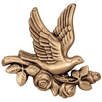 Wall plaque branch with dove flighting 15x15cm - 5,9x5,9in Bronze ornament for tombstone 3084