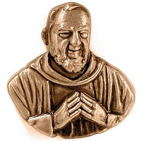 Wall plate Padre Pio 6x3,5cm - 2,3x1,3in Bronze ornament for tombstone 3106