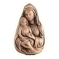 Wall plate Virgin Mary with child 6x10cm - 2,3x3,9in Bronze ornament for tombstone 3135