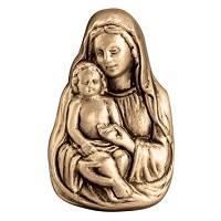 Wall plate Virgin Mary with child 6x10cm - 2,3x3,9in Bronze ornament for tombstone 3135