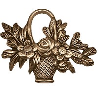Wall plaque branch with basket of roses 14x11cm - 5,5x4,3in Bronze ornament for tombstone 3128