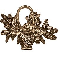 Ornement funéraire branche avec panier de roses 14x11cm Décoration de bronze 3128