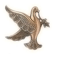 Wall plaque branch with dove 8x7cm - 3,1x2,7in Bronze ornament for tombstone 3131