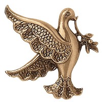 Wall plaque branch with dove 8x7cm - 3,1x2,7in Bronze ornament for tombstone 3131