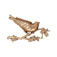 Wall plate bird on branch 6x8,5cm - 2,3x3,3in Bronze ornament for tombstone 3148