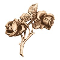 Placa de pared rosas 12,5x13cm Aplicación en bronce para lápida 3152