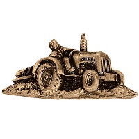 Wall plate tractor 17x8,5cm - 6,6x3,3in Bronze ornament for tombstone 3163