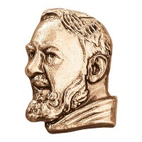 Placa de pared Padre Pio 4,5x3,5cm Aplicación en bronce para lápida 3182