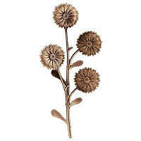 Wall plate daisies left hand 27x13cm - 10,5x5in Bronze ornament for tombstone 3755-SX