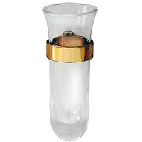 Vase Orchidee 10cm Glas mit flügel stahl golden, Wandbefestigung 50340/D