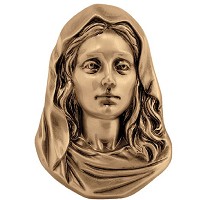 Wall plate Virgin Mary 11x16,5cm - 4,3x6,5in Bronze ornament for tombstone 51403