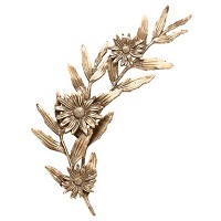 Wall plaque branch with daisies right 15x32cm - 5,9x12,5in Bronze ornament for tombstone 54008