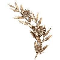 Wall plaque branch with daisies left 15x32cm - 5,9x12,5in Bronze ornament for tombstone 54008