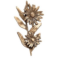Wall plaque branch with two daisies 9x20cm - 3,5x7,8in Bronze ornament for tombstone 54012