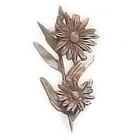 Wall plaque branch with two daisies 9x20cm - 3,5x7,8in Bronze ornament for tombstone 54012