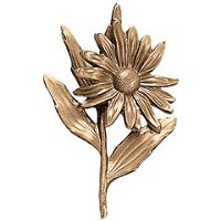 Wall plaque branch with daisy mature 9x14cm - 3,5x5,5in Bronze ornament for tombstone 54014