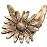 Ornament für Grabstein Zweig mit Gänseblümchen 8x8cm Grabschmuck Messing 54016