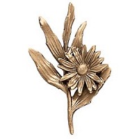 Wall plaque branch with daisy in the center 9x14cm - 3,5x5,5in Bronze ornament for tombstone 54018