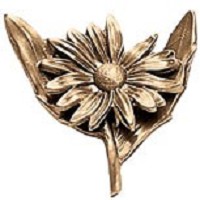 Wall plaque branch with daisy growing 8x10cm - 3,1x3,9in Bronze ornament for tombstone 54020