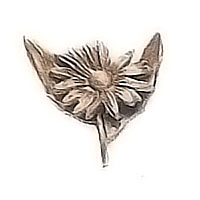 Wall plaque branch with daisy growing 8x10cm - 3,1x3,9in Bronze ornament for tombstone 54020