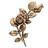 Wall plaque branch with flowered roses right 12x24cm - 4,7x9,4in Bronze ornament for tombstone 55000