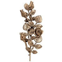 Wall plaque branch with central flowered roses and buds 15x40cm - 5,9x15,7in Bronze ornament for tombstone 55002