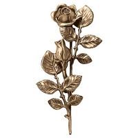 Wall plaque branch with flowered central roses right 12x28cm - 4,7x11in Bronze ornament for tombstone 55005