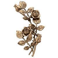 Wall plaque branch with flowered roses and buds left 20x30cm - 7,8x11,8in Bronze ornament for tombstone 55008