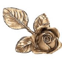 Wall plaque branch with branch of rose 8x15cm - 3,1x5,9in Bronze ornament for tombstone 55014