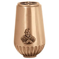 Vaso portafiori Padre Pio 20x12cm In bronzo, con interno rame, a parete 8404-R1