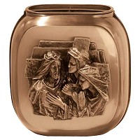 Flowers pot 19x18cm - 7,5x7in In bronze, with brass inner, wall attached 8642-A1