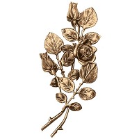 Wall plaque branch with roses and buds 10x25cm - 3,9x9,8in Bronze ornament for tombstone 9009