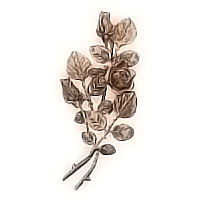 Wall plaque branch with roses and buds 10x25cm - 3,9x9,8in Bronze ornament for tombstone 9009