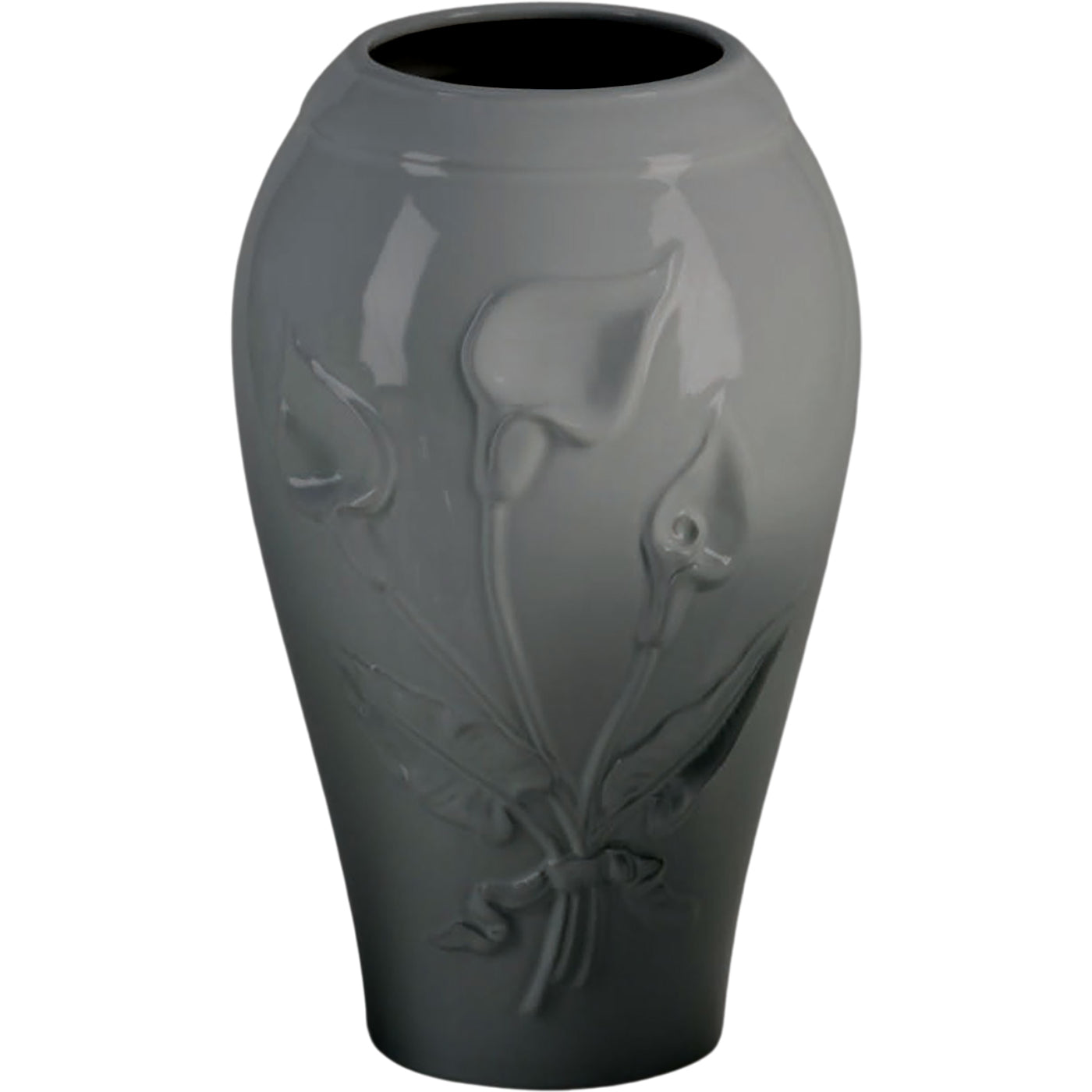 Grabvase Calla grau 21x13cm Aus grauem Porzellan, für Bodenbefestigung CAL162P/G