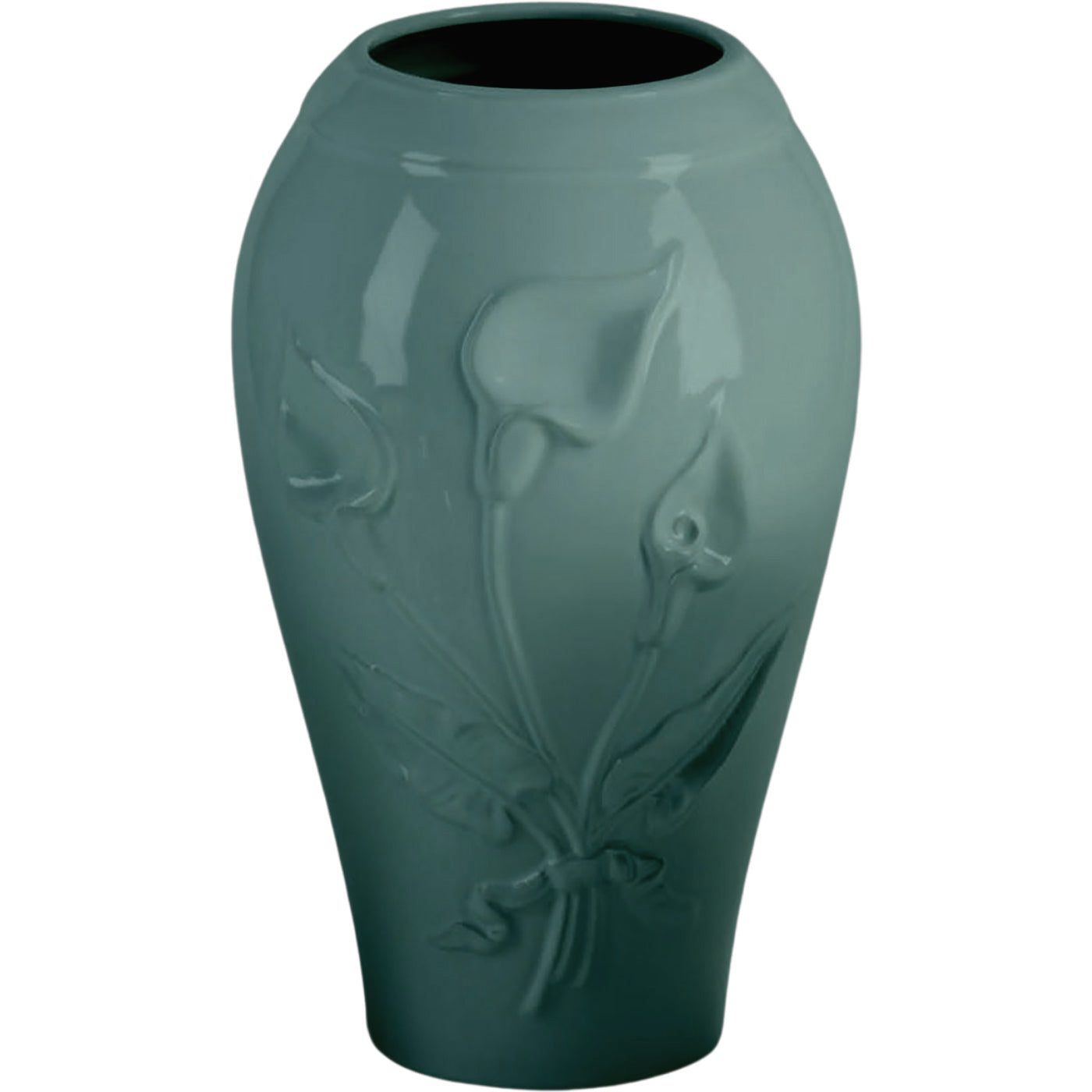 Grabvase Calla grün 21x13cm Aus grünem Porzellan, für Bodenbefestigung CAL162P/V