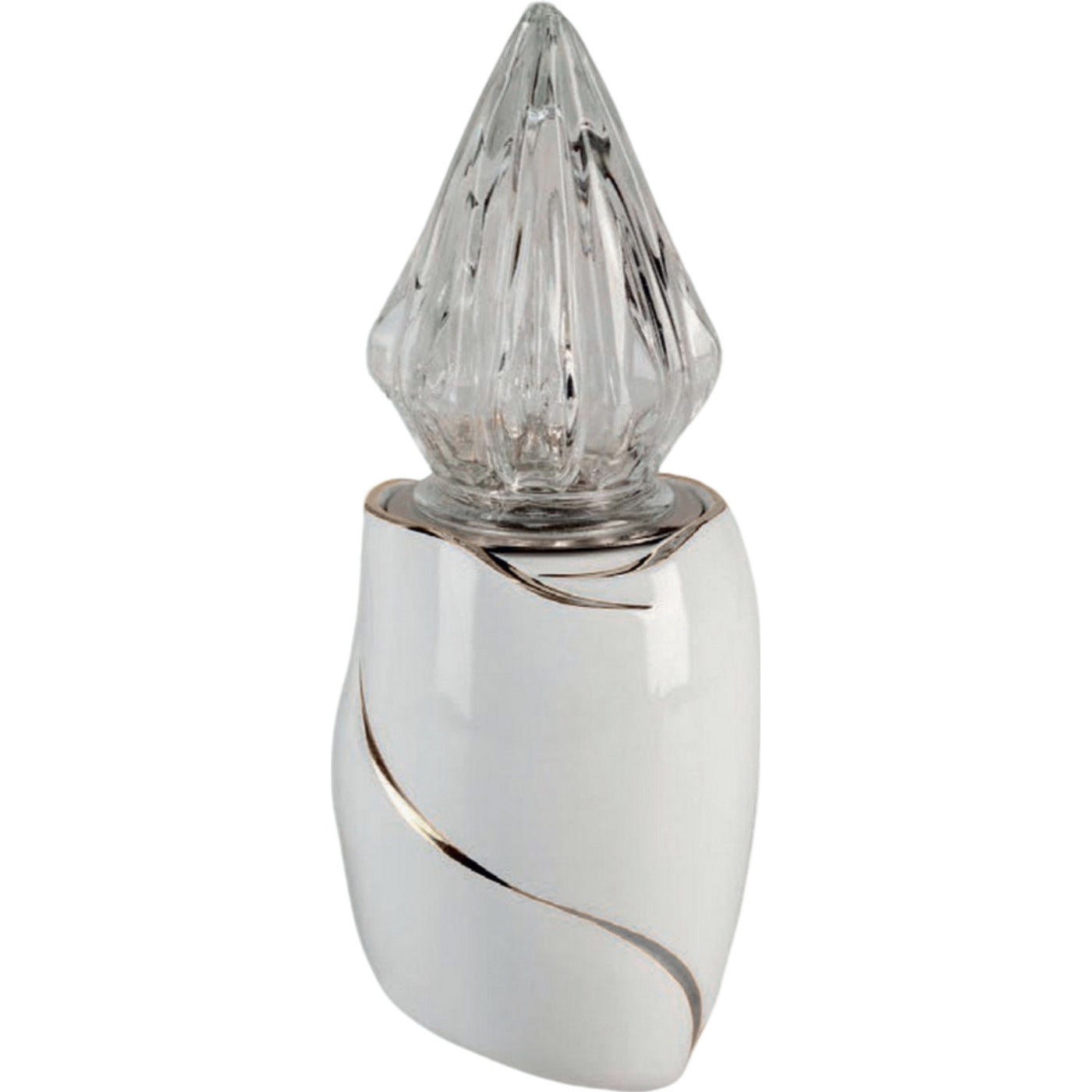Lampe funéraire Why platine 10x10cm En porcelaine blanche avec décoration platine, fixation murale WHY158P/PLT