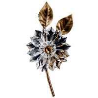 Branch with snowflake 18cm - 7in Bronze and crystal gravestones decoration